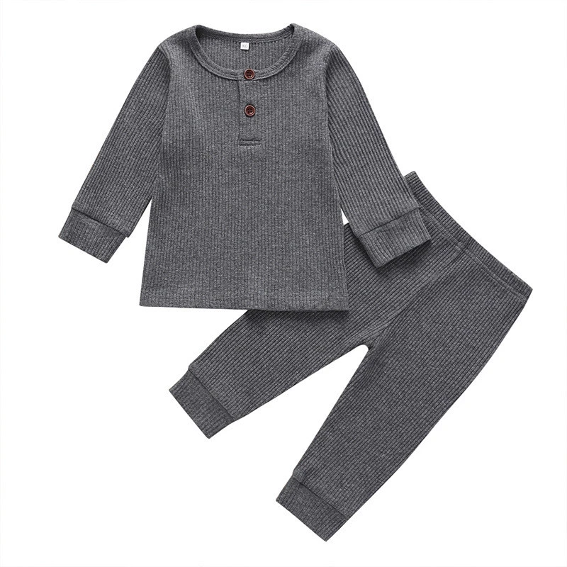 Newborn Baby Girls And Boys Warm Ribbed Clothes Set Tops Long Sleeve  Leggings Pants Baby Clothing set