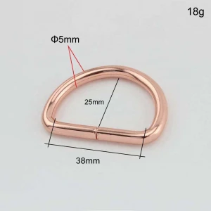 Nolvo World 38*25mm 1.4&quot; metal rose gold D ring open buckles lady handbag iron wire D buckle diy hardware accessories large size
