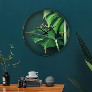 Nordic Modern Design Home Decoration 16" 40 CM Oversize Quartz Analog Circle Green Flower Wall Clock