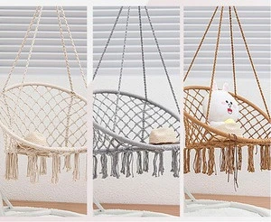 Nordic Style Cotton Rope Woven Hanging Basket Portable Ultralight Swing Chair Folding Indoor Outdoor Camping Hammock