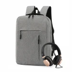 Nylon 15.6 inch Laptop Backpack Men Solid Shoulder Bag USB Charging Port & Headphone Collage School Book Bags Waterproof