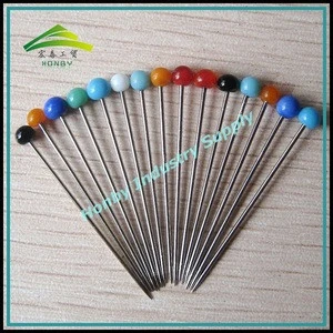 Other Sewing Supplies 38mm Glossy Plated Assorted Colors Round Head Rustproof Steel Quilting Glass Head Pin