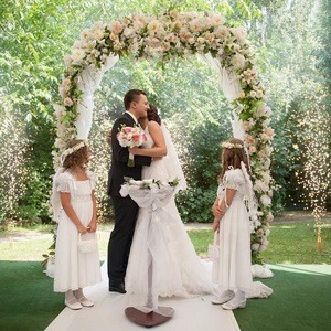 OurWarm 240cm Lightweight White Metal Wedding Arch Pergola Decorative Flower Garden Stand Photo Backdrop Wedding Decoration