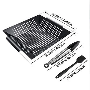 Outdoor BBQ Vegetable Grill Basket Best in Barbecue Grilling Accessories stainless steel bbq grill basket