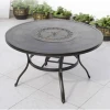 Outdoor Garden Courtyard Aluminum Patio Barbecues Table And Chairs Set Carving Design DIA 1M