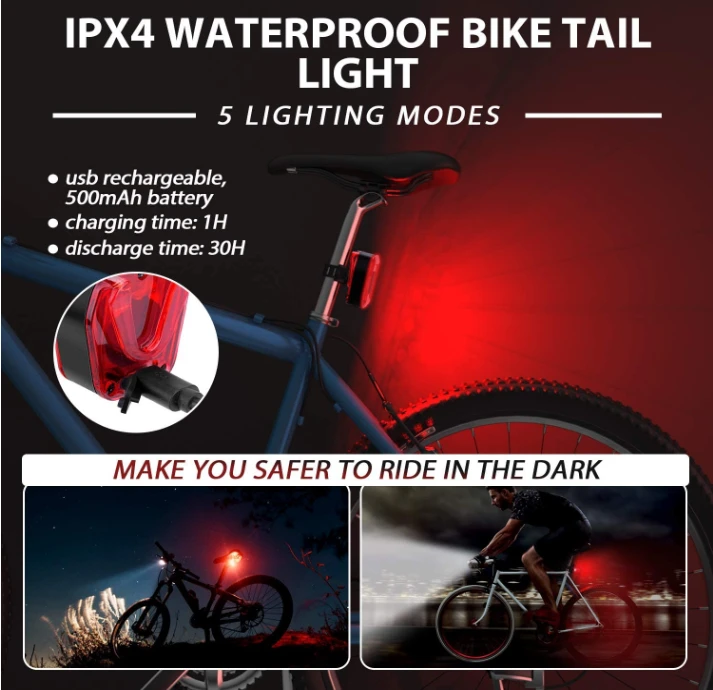 Outdoor High Quality 800 Lumen Mountain Road  Bicycle Led Light Red Bike Tail Light bicycle and  Bicycle Light Set