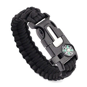 Outdoor Mens 5 in 1 Multi functional Tactical Survival Paracord Bracelet with compass flink fire starter and whistle