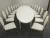 Import oval shape stainless steel legs dining tables and chairs set for event wedding from China