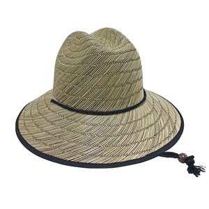 Panama summer oversized mens sun beach bulk custom lifeguard wholesale straw hat with string