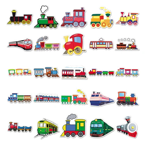 Buy 50pcs High Quality Cartoon Train Car Sticker Waterproof Printing ...