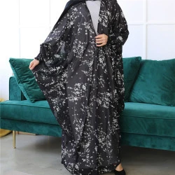 PE1689# Floral printed chiffon cardigan free size big sleeve butterfly front open abaya dubai 2020