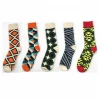 Personality Trendy Socks Custom Special Stripe Lattice Pattern Cotton Designer Medium Tube Women Crew Socks