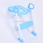 plastic blue +white color baby toddler toilet potty trainer seat with ladder