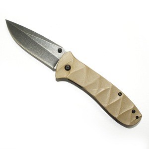 Pocket Knife folding stainless steel Camping folding Knife G10 beige