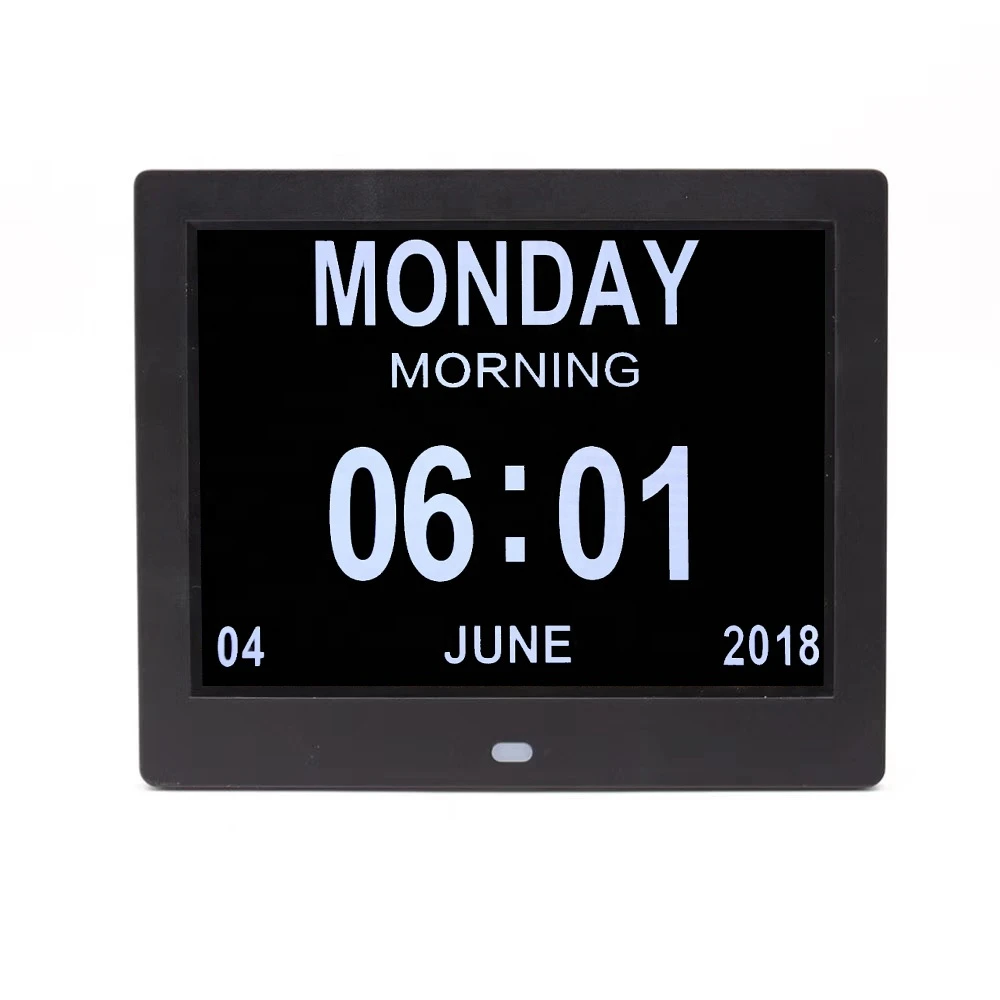 Popular 8 inch Digital Calendar Day Clock ABS on Desk and Table Clock time clock