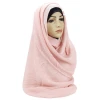 Popular Women Cotton Hijab Scarf Muslim Ripple Wrinkle Scarves for Ladies Girl  Wraps Large Pashmina Muffler Shawls