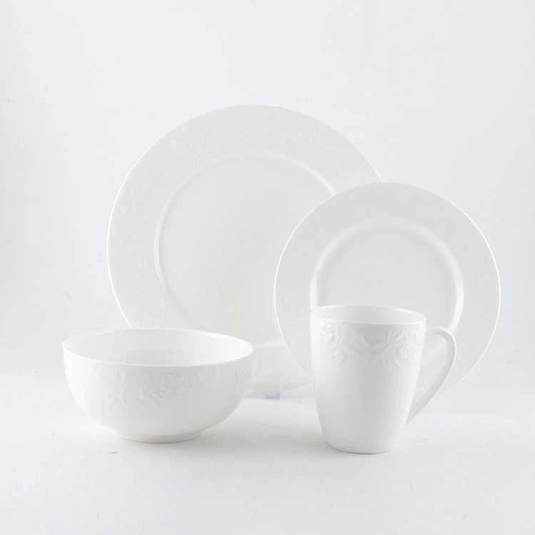 Porcelain Dinnerware Factory Eco-friendly Decorative Plate Hotel Porcelain Cheaper White Bone China Dinner Plate Tableware