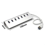 Power Adapter Aluminum 7-Port USB 3.0 Hub for PC Laptop