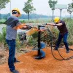 Powerful small auger machine hole digger for poles earth auger