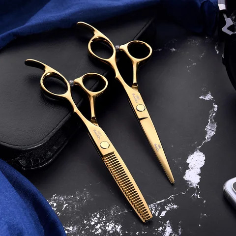 Professional hair scissors set customize available barber shear black color hair cutting thinning barber scissors