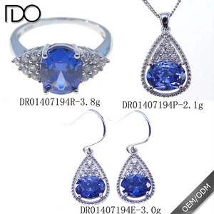 Promotion tanzanite color jewellery 925 sterling silver set jewelry