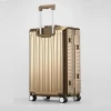 Pure metallic suitcase aluminum magnesium alloy luggage case sets lucxy business travel case with 4 spinner wheel
