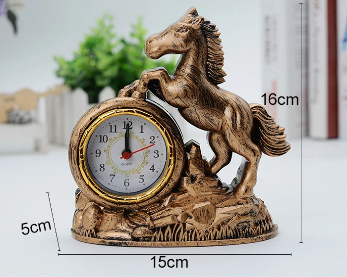quartz analog alarm clock desk clock with one horse