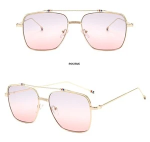 Queena Fashion Square Pilot Style Gradient Sunglasses Eyewear Frame Women Vintage Brand Design Sun Glasses Oculos JZ2020619003
