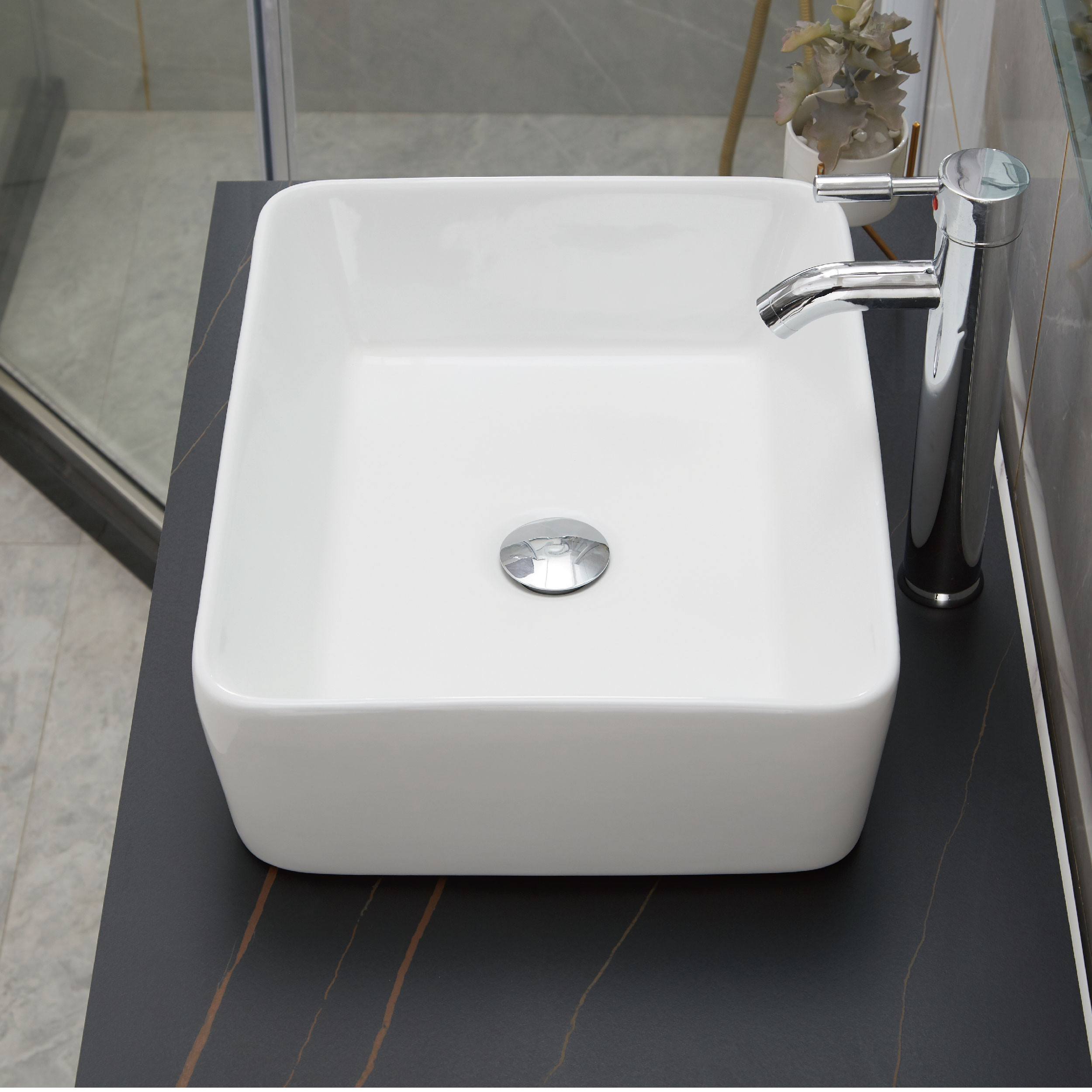 Buy Rectangular Ceramic Wash Basin Bathroom Sanitary Ware Ceramic Sink ...