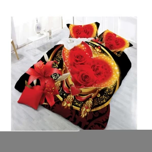 Red Rose Double Bed Sheet Set/4 Piece Bedding Set, Comforter Bedset