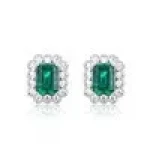 Retro Inlaid Emerald Small Octagonal Lab Emerald Earrings Womens Accessories Fashion Jewelry Earrings Cheap Earrings Wholesale