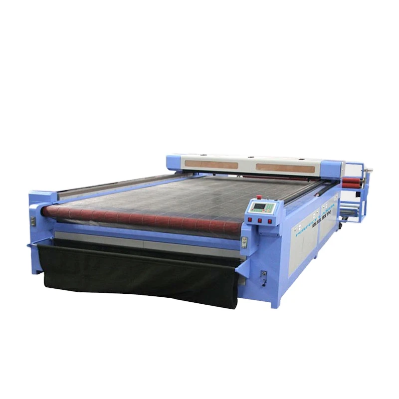 Roll Fabric Laser cutter with Auto feeding table for cloth textile industry