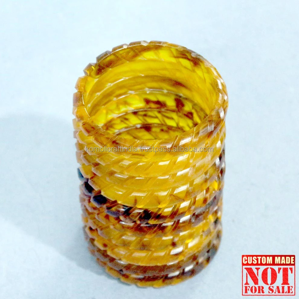 Rope design tortoise shell handmade jewellery slim resin bangle bracelet