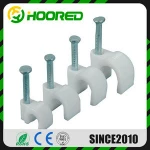 Round Electrical Cable Wire Cord Plastic Circle Clip White w Metal Nail cord clips