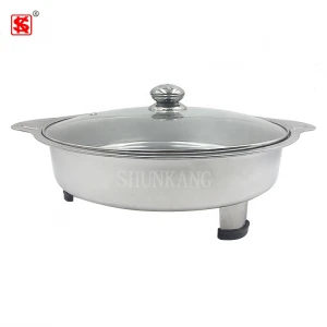 Round food warmer chafing dish stainless steel Serving buffet dish with glass lid