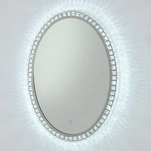 Round Shape Wall Mounted Crystal Makeup Mirror for Home Deco &amp; Make-up