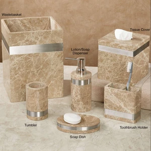 Royal Classic Hotel Room Marble Resin Bathroom Accessories Set