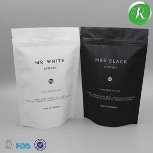 Ruika package food grade black matt surface coffee bag with valve foil ziplock coffee pouch