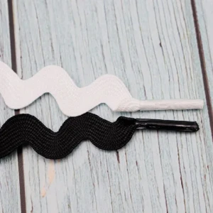 S-Shape Wavy Shoelaces Retro Small White Shoes Rope Light Luxury Fashion Joker Trend Flat Webbing Wholesale Solid Color