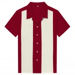 S-XXL Plus Size Men Shirt ST118 Short Sleeve Blue Red Rockabilly Bowling Cotton Casual Shirts for Men camisa masculina