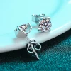 S925 sterling silver womens cow head earrings Moissanite plated with p950 simulated diamond Moissanite earrings