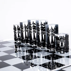Satom Upmarket Wholesale Transparent Acrylic Crystal ajedrez de lujo Chess Game Board Set