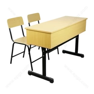 School Student Study Fixed Double Desk and Chair Set
