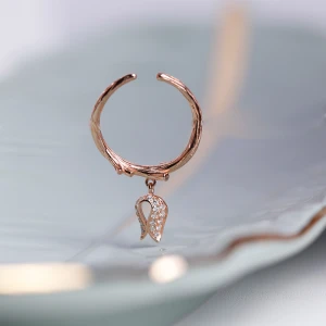 Sell Well New Type Low Price Guaranteed Quality Silver With Rose Gold Plated Cz Magnolia Bud Ring