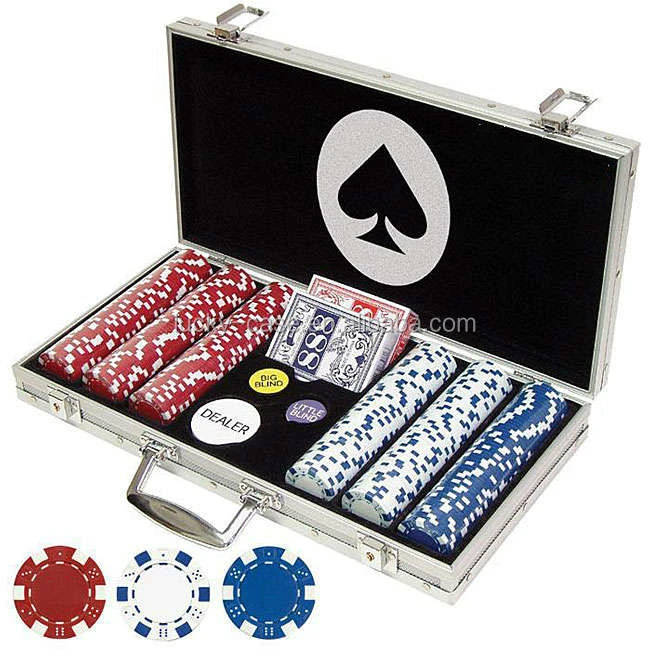 Set of 300 Professional Poker Chips Case Aluminum Locking Poker Chip Case