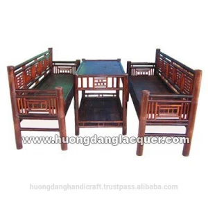 Set of table &amp; sofa chair made of bamboo as living room furniture