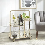 SHANKLIN MODERN GOLDEN METAL BAR CART TROLLEY BAR FURNITURE
