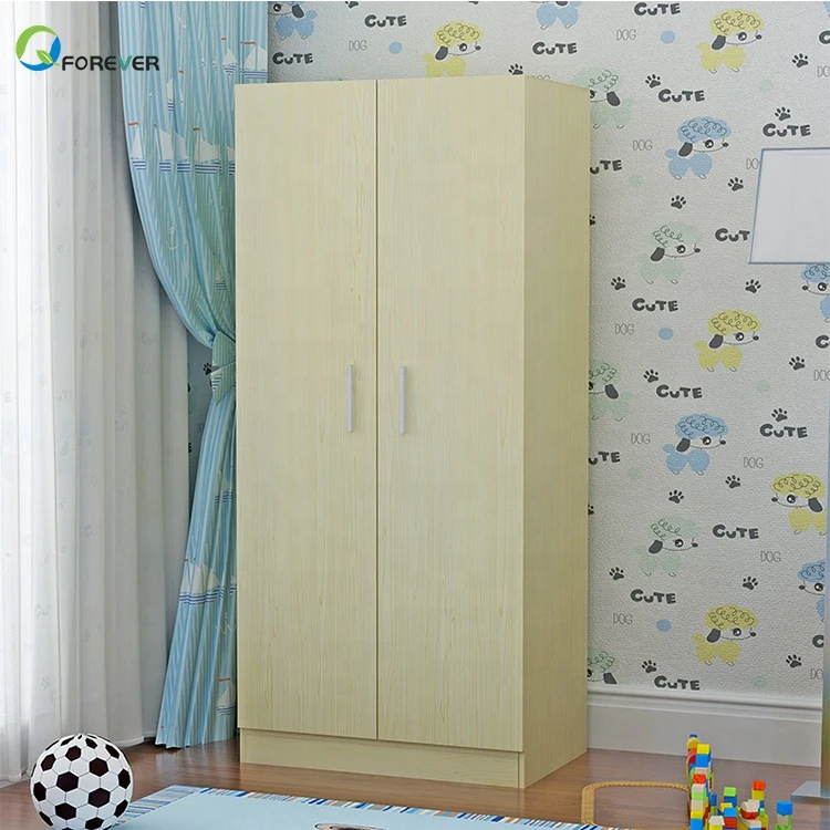 Simple Modern Solid Wood 2 door Childrens Wardrobe Clothes Cabinet