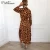 Import Sleeves long skirt casual women dresses Plus Size Women Elegant Print Summer Vintage Leopard printed dresses from China