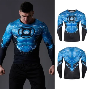 Small Batch 3d Men T shirts Customized Logo Compressed T shirt S-4XL Size T-shirt Long Sleeve Gym Bodybuilding Tops